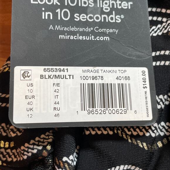 Miraclesuit Linked in Mirage Top Black/Multi 10 - Picture 8 of 9